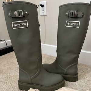 Louis Vuitton Olive Green Rain Boots